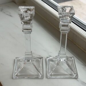 Waterford Elegant Clear Glass Candle Holders